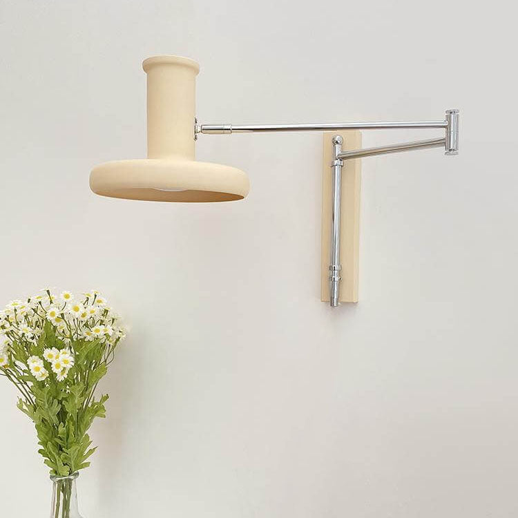 Nordic Minimalist Beige Swing Arm Wall Sconce Lamp