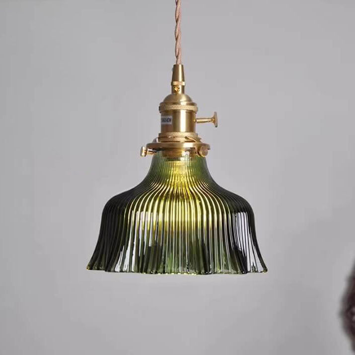 Nordic Minimalist Copper Glass Pendant Light - 1-Light Walnut Flower Design
