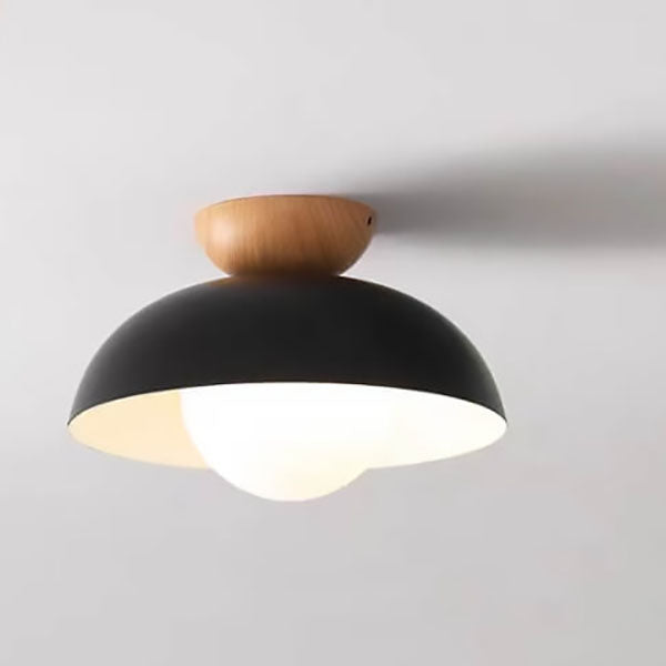Modern Wrought Iron Log Bowl Semi-Flush Mount Ceiling Light - 1-Light Fixture
