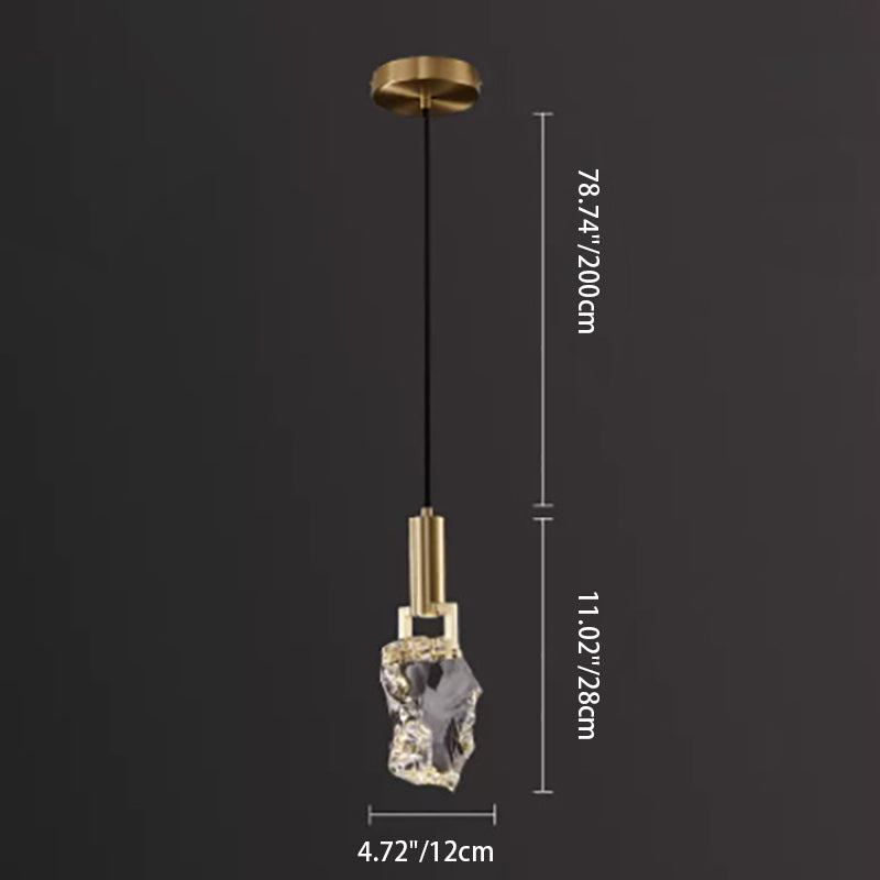 Modern Luxury Copper Irregular Crystal LED Pendant Light for Living Room
