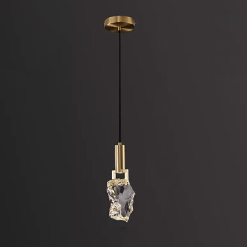 Modern Luxury Copper Irregular Crystal LED Pendant Light for Living Room