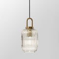 Contemporary Nordic Oval Pumpkin Pendant Light - Striped Glass & Stainless Steel 1-Light for Living Room