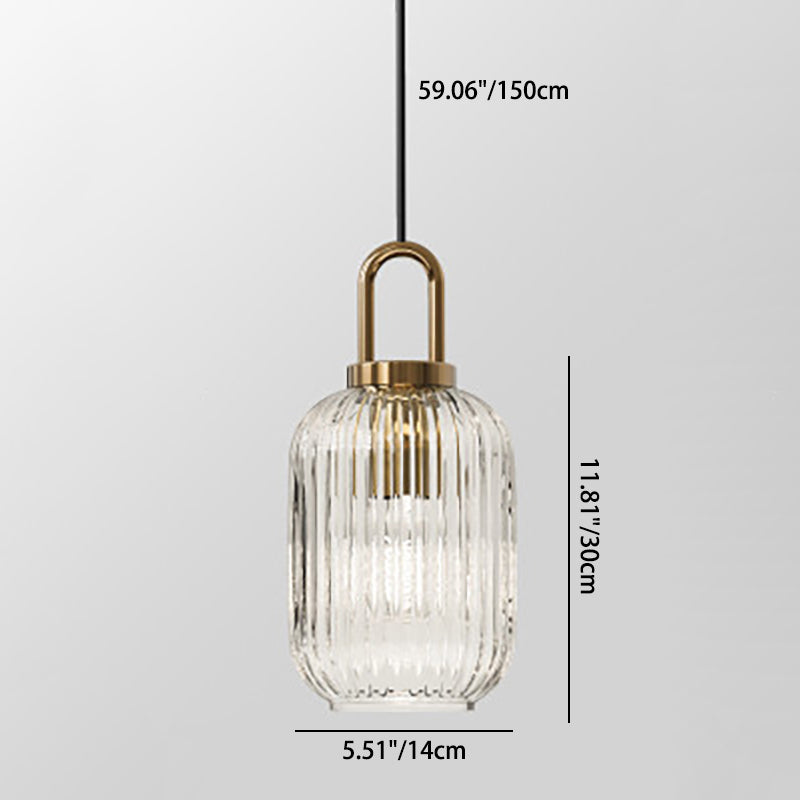 Contemporary Nordic Oval Pumpkin Pendant Light - Striped Glass & Stainless Steel 1-Light for Living Room
