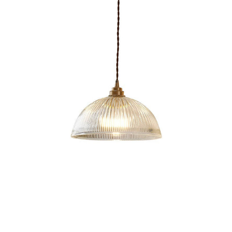 Modern Minimalist Brass Glass Dome Pendant Light 1-Light Fixture