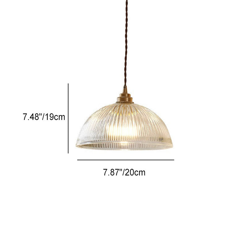 Modern Minimalist Brass Glass Dome Pendant Light 1-Light Fixture