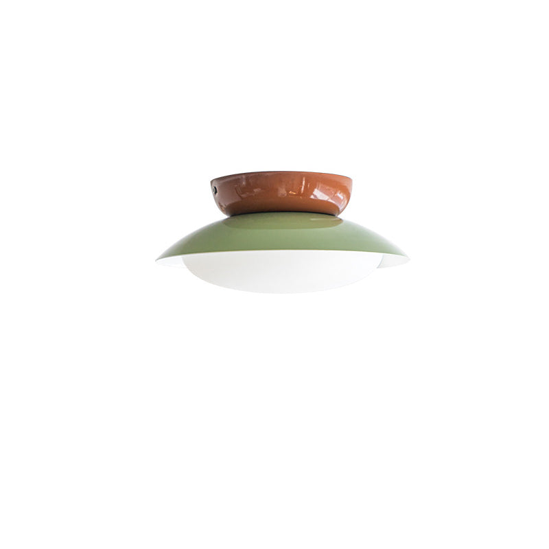 Contemporary Scandinavian LED Semi-Flush Mount Ceiling Light - Geometric Semicircle Shade for Living Room