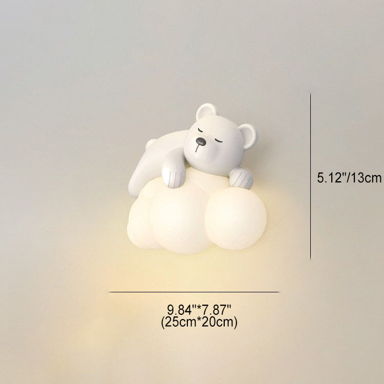 Contemporary Nordic Kids Bear Rabbit LED Wall Sconce Lamp for Bedroom, Cute Animal Wall Light, Childrens Room Decor, Nursery Lighting, Kawaii LED Lamp, Modern Kids Room Accessories, Scandinavian Style Wall Lamp