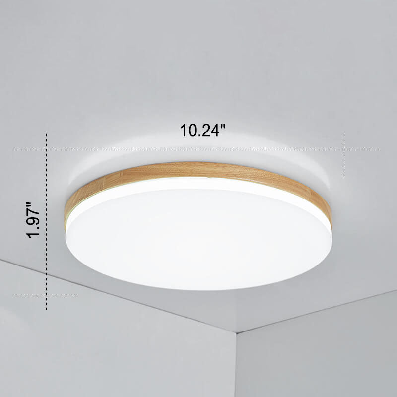 Nordic Simplicity Round Solid Wood LED Flush Mount Ceiling Light