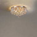 Modern Luxury Round Iron Crystal Beads Flush Mount Ceiling Light 6/9-Light Living Room Fixture
