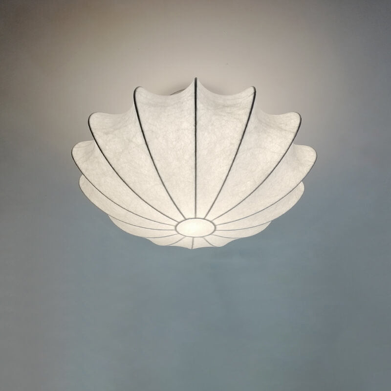 Nordic Minimalist Flush Mount Light - White Beige Faux Silk, 1/3/5-Light Options