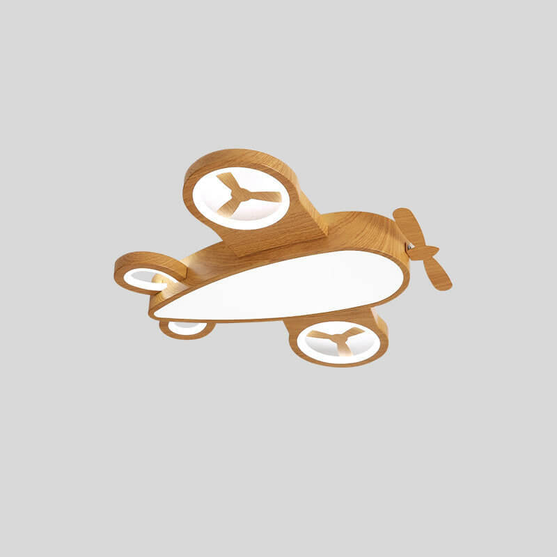 Cartoon Wood Grain Aircraft LED Kids Ceiling Light