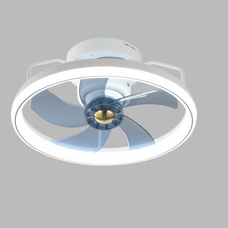 Modern Minimalist LED Ceiling Fan Light - Circle Ring Acrylic Shade Semi-Flush Mount