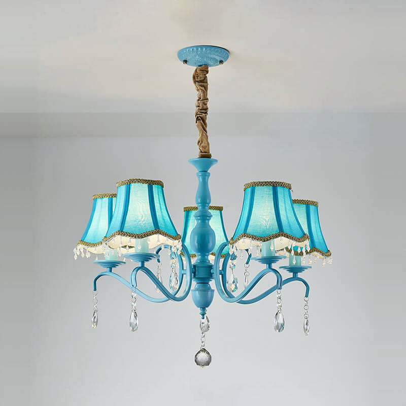Modern Crystal Cone Iron Chandelier - 5/6/8 Light Fixture for Stylish Home Decor