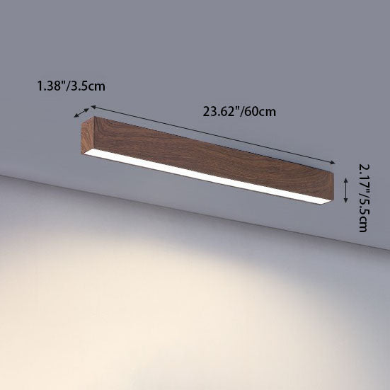 Modern Minimalist LED Flush Mount Ceiling Light - Wood Grain Aluminum Strips Design