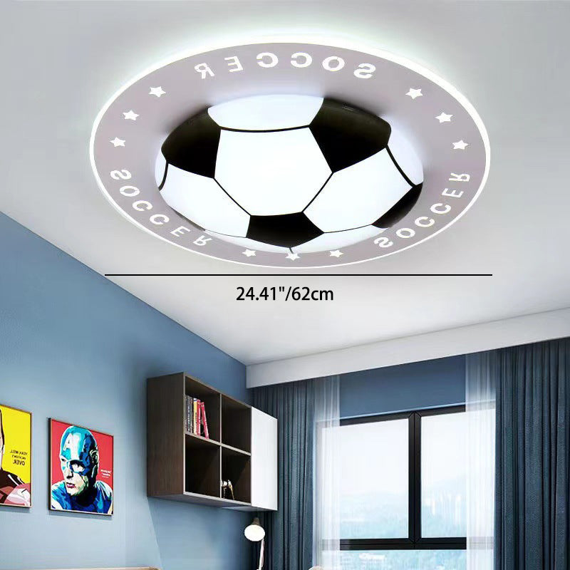 Modern Art Deco Soccer Ball LED Flush Mount Ceiling Light for Living Room