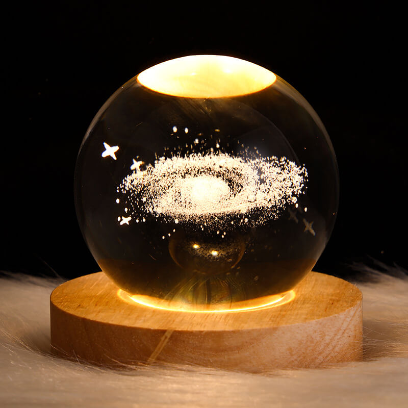 Contemporary Star System Crystal Ball USB LED Night Light Table Lamp for Bedroom, Modern Decorative Nightlight, Space-Themed Bedroom Decor, Adjustable Brightness, Ambient Lighting for Kids and Adults, Unique Gift Idea for Home Decor