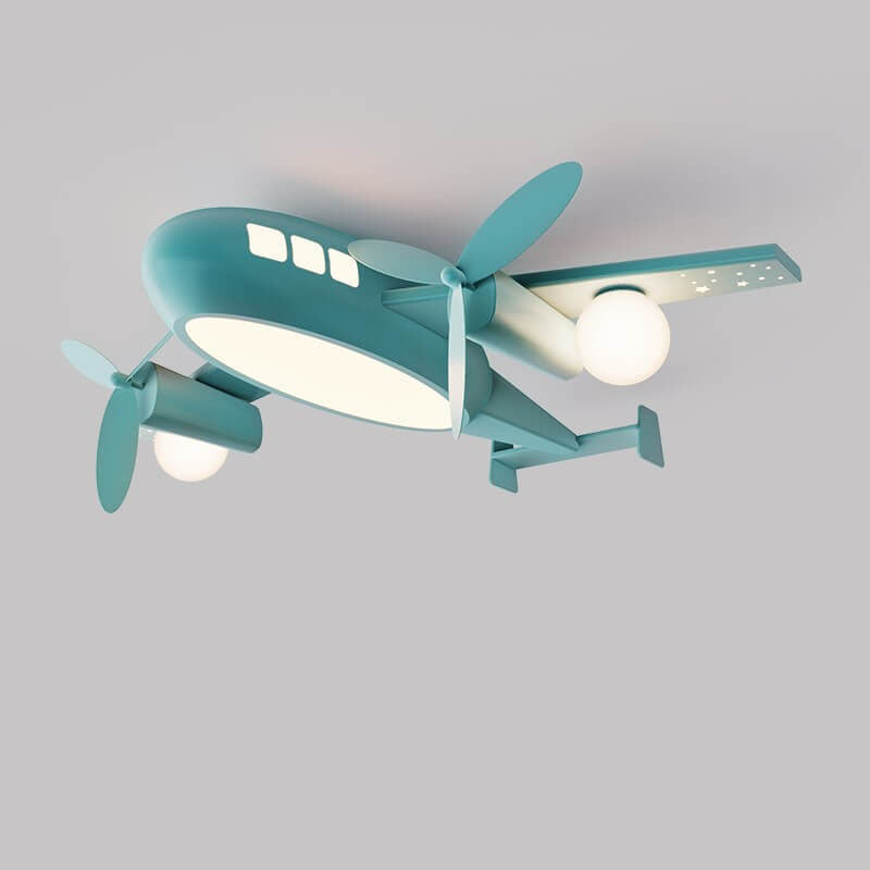 Nordic Kids Wrought Iron Airplane LED Ceiling Light