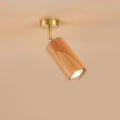 Modern Minimalist Walnut Wood LED Semi-Flush Mount Ceiling Light for Living Room