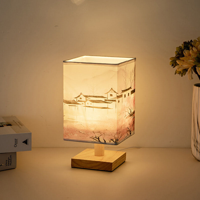 Contemporary Creative Fabric Square USB LED Table Lamp for Bedroom Nightstand Lighting, Dimmable Touch Control, Modern Home Decor, Stylish USB Rechargeable Lamp, Warm White & Color Changing, Perfect for Reading & Relaxation
