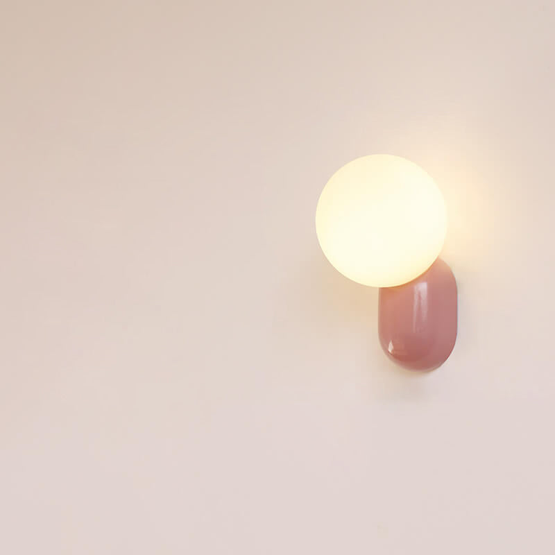 Macaron Cream Resin Glass Ball Wall Sconce Lamp - 1-Light Modern Decor