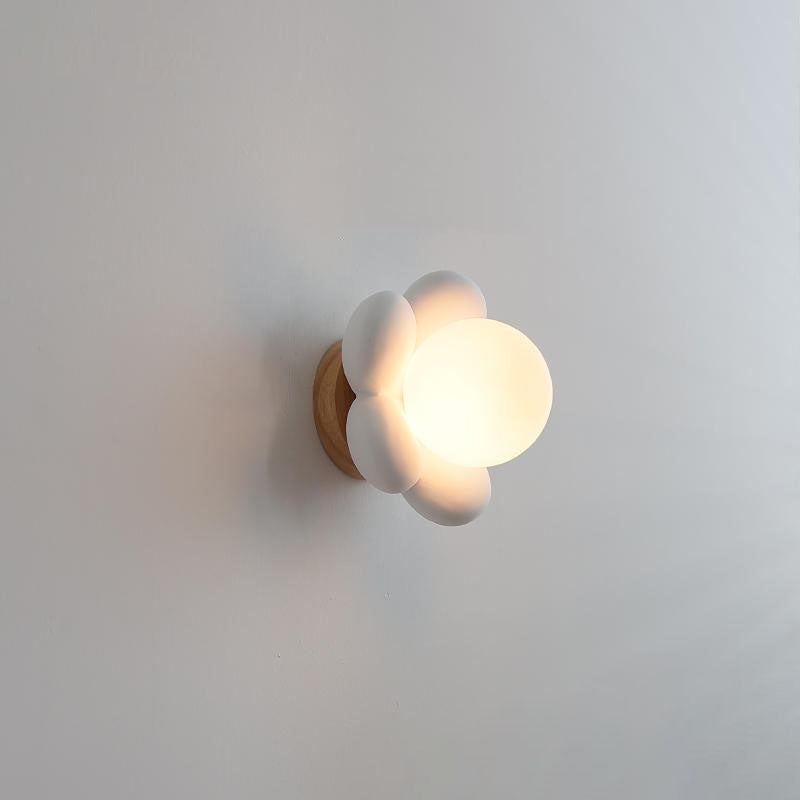 Modern Creative Flower Shape Glass Ceramic 1-Light Kids Wall Sconce Lamp Decorative Night Light for Children's Room Stylish Floral Design Nursery Wall Decor Energy-Efficient LED Compatible Adorable Kids Lighting Fixture Colorful Playroom Accent Lamp Ideal