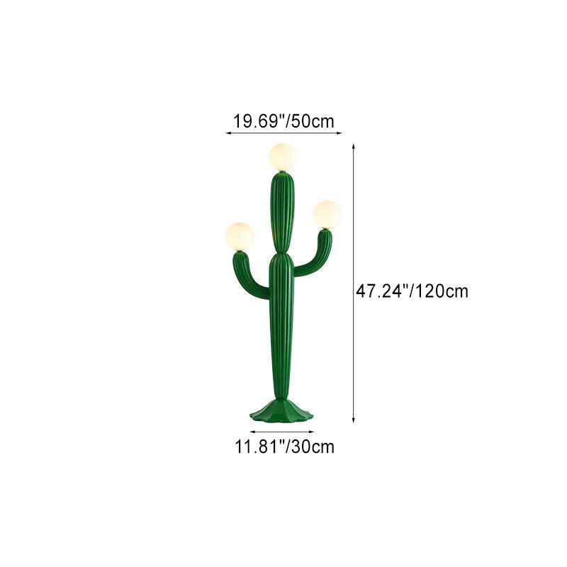 Contemporary Cactus Resin Glass 3-Light Floor Lamp for Living Room