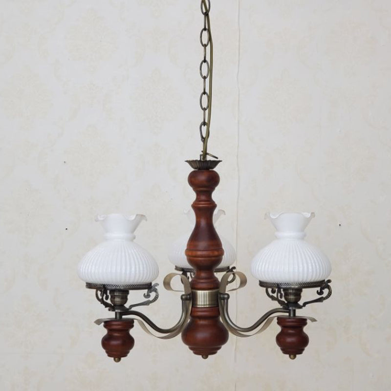 Rustic Iron & Wood 3-Light Candelabra Chandelier for Living Room Decor