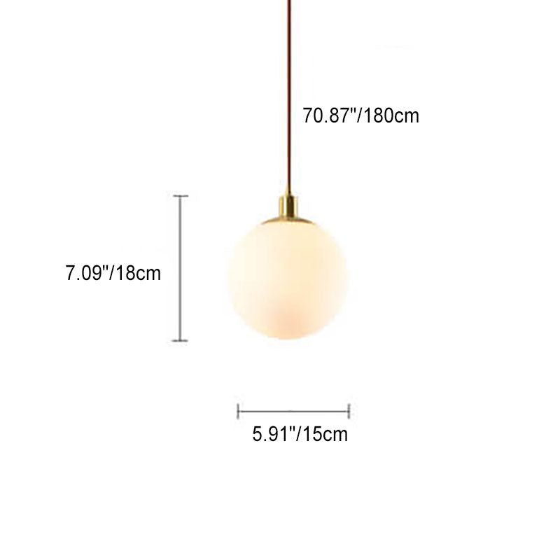 Contemporary Nordic Minimalist 1-Light White Orb Pendant for Bedroom