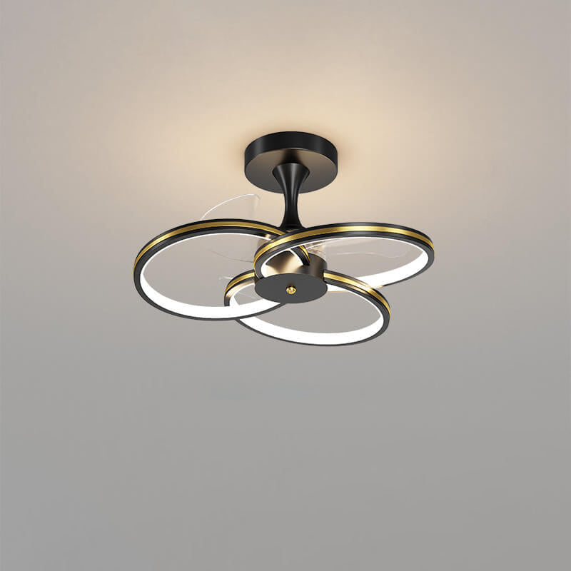 Luxury Acrylic Three Rings LED Flush Mount Fan Light Design
