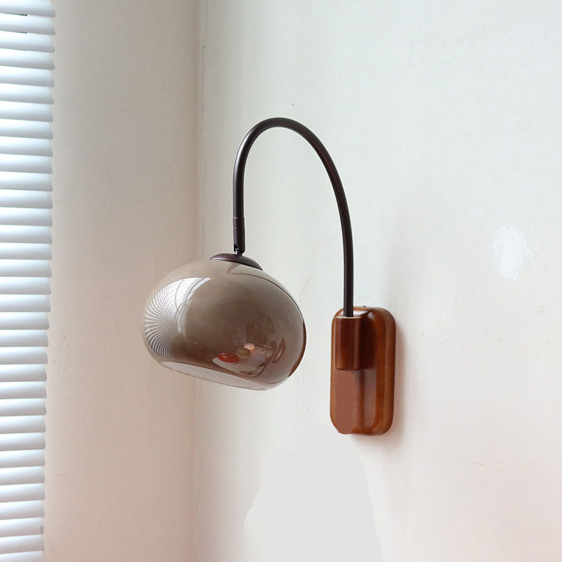 European Minimal Glass Solid Wood Wall Sconce Lamp - Modern Lighting Fixture for Home Décor