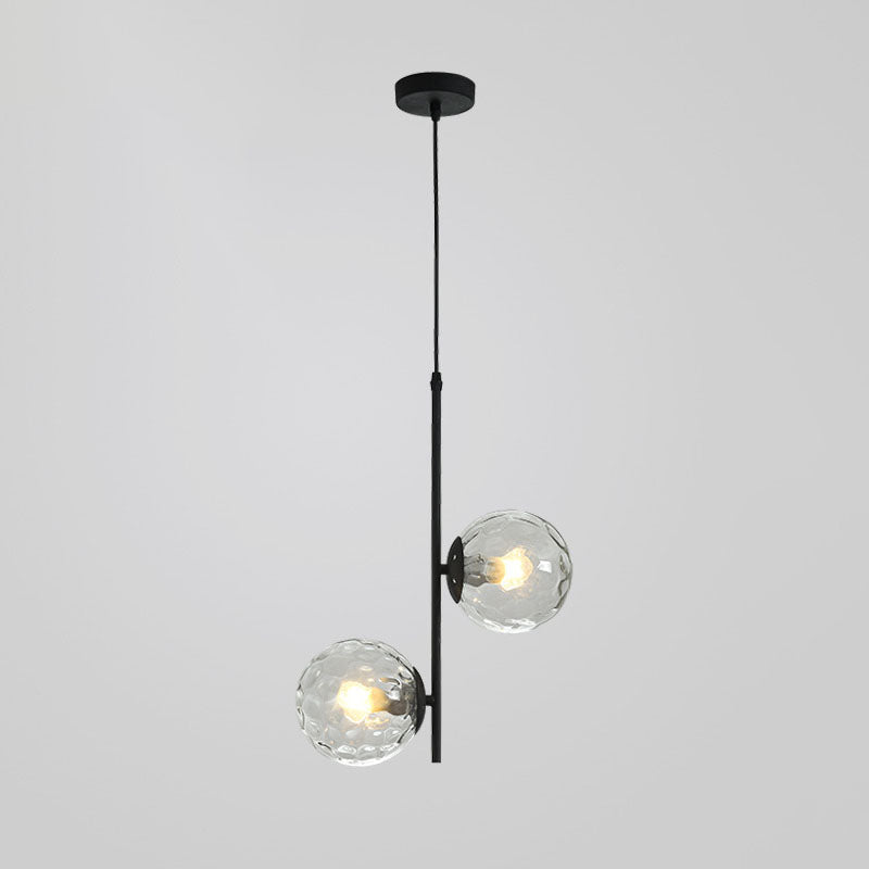 Modern Minimalist Iron Glass Round Ball Branch Chandelier 2-Light Living Room