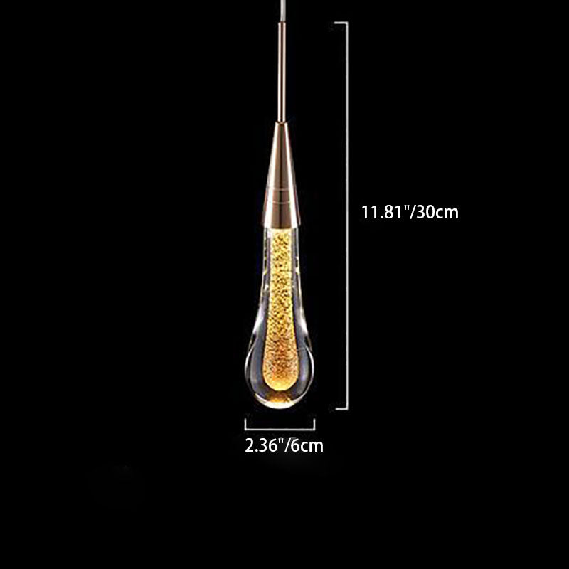 Contemporary Scandinavian Glass LED Pendant Light - Water Drops Design for Bedroom Lighting