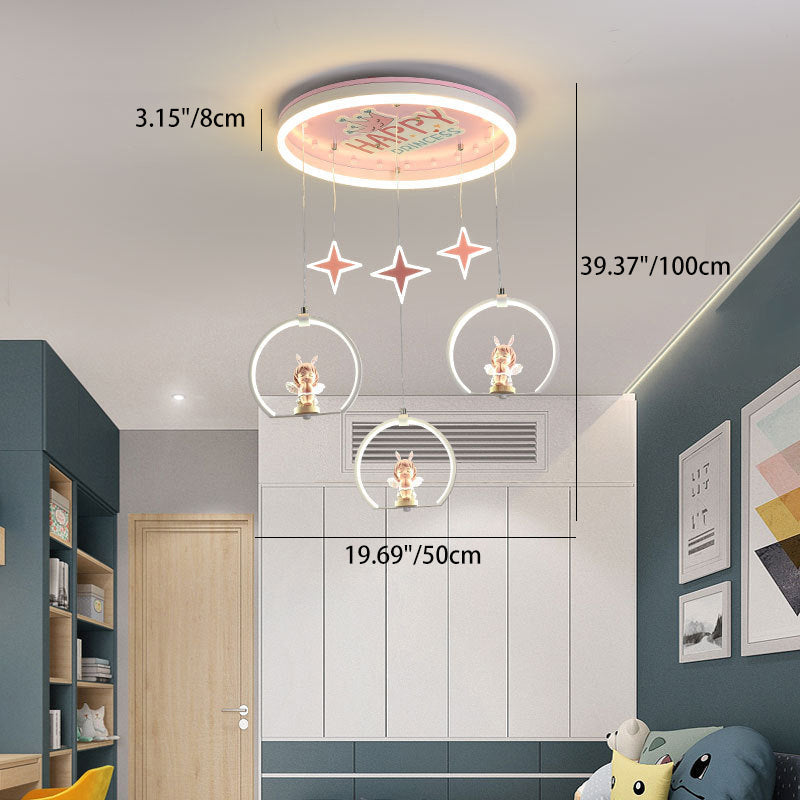 Contemporary Cartoon Princess Elsa Acrylic Round Shade LED Flush Mount Ceiling Light for Kids Bedroom, Frozen Themed Lighting, Decorative Fixture, Cute Ceiling Lamp, LED Light for Girls Room, Stylish Nursery Decor, Childrens Room Illumination, Magical Bed