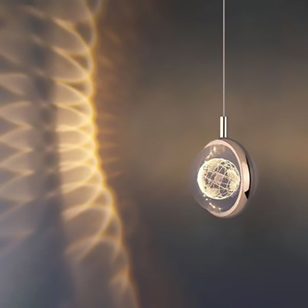 Modern Minimalist Aluminum Crystal LED Pendant Light for Bedroom