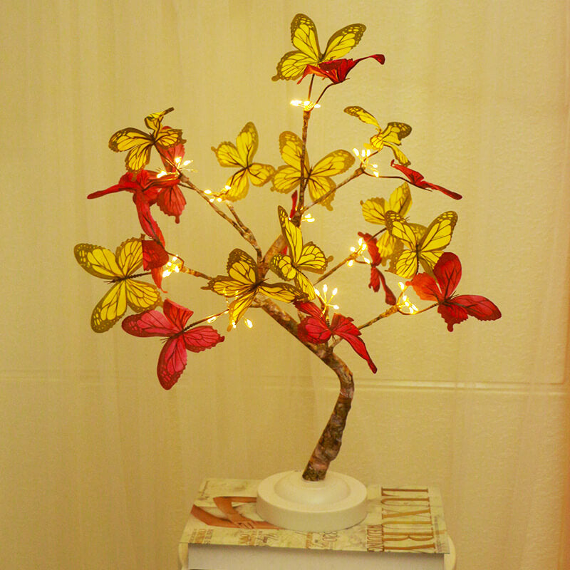Butterfly LED Tree Light Table Lamp - Colorful Home Decor, Dimmable Night Light, Unique Gift Idea
