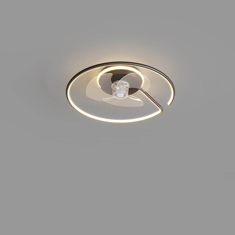 Minimalist Round LED Flush Mount Ceiling Fan Light - Luxury Invisible Design