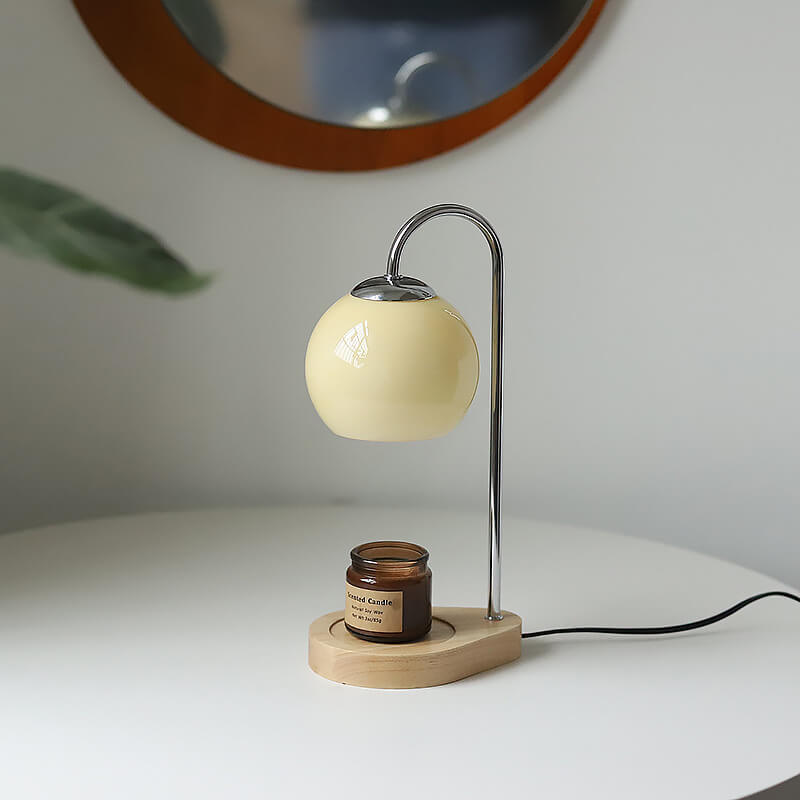 Modern Solid Wood Candle Spherical 1-Light Melting Wax Table Lamp, Rustic Home Decor Lamp, Contemporary Design Lighting, Elegant Bedroom Accent Lamp, Warm Candlelight Table Lamp, Handmade Wooden Lamp, Unique Gift for Home Decor, Eco-Friendly Light Fixture