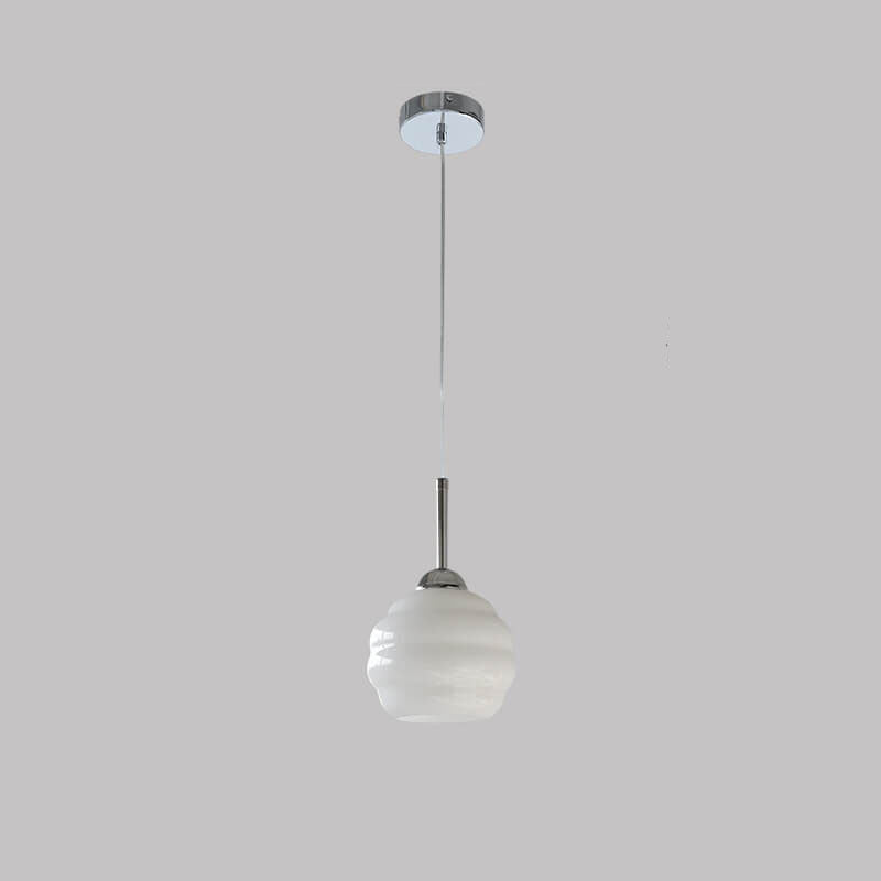 Vintage French Glass Round Tart Pendant Light - 1-Light Elegance