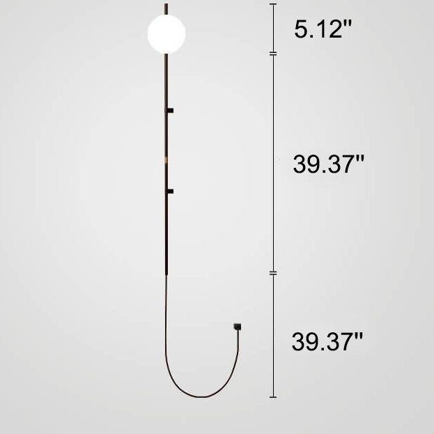 Minimalist Long Pole Glass Globe Wall Sconce Lamp – Modern Lighting Fixture for Home Decor