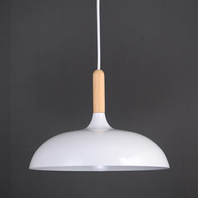 Modern Metal Wooden Dome Pendant Light - 1-Light Ceiling Fixture