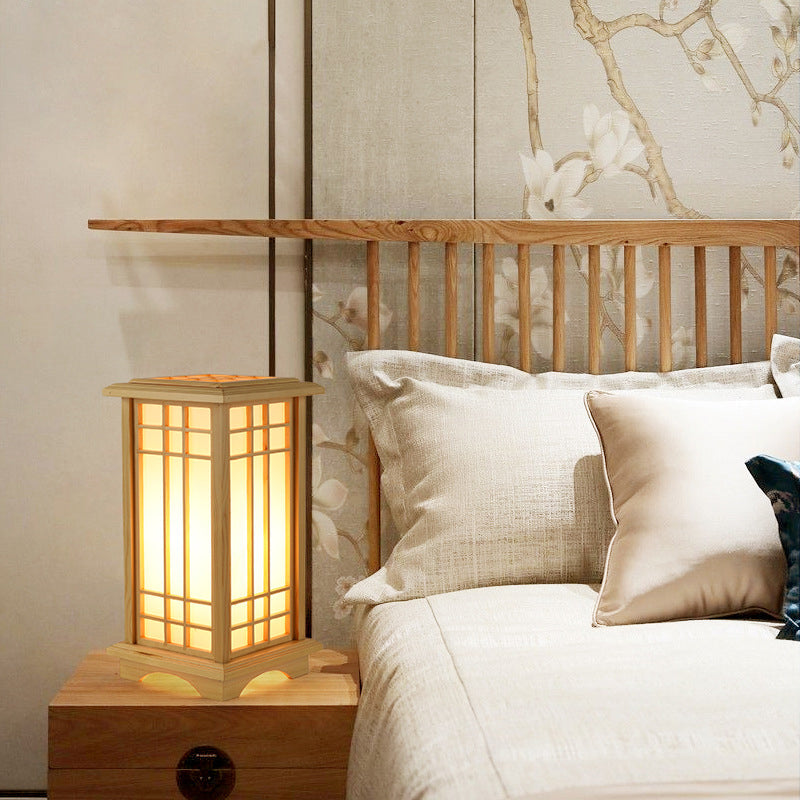 Traditional Japanese Wood Acrylic Floor Lamp - 1/2/3 Light Design for Bedroom