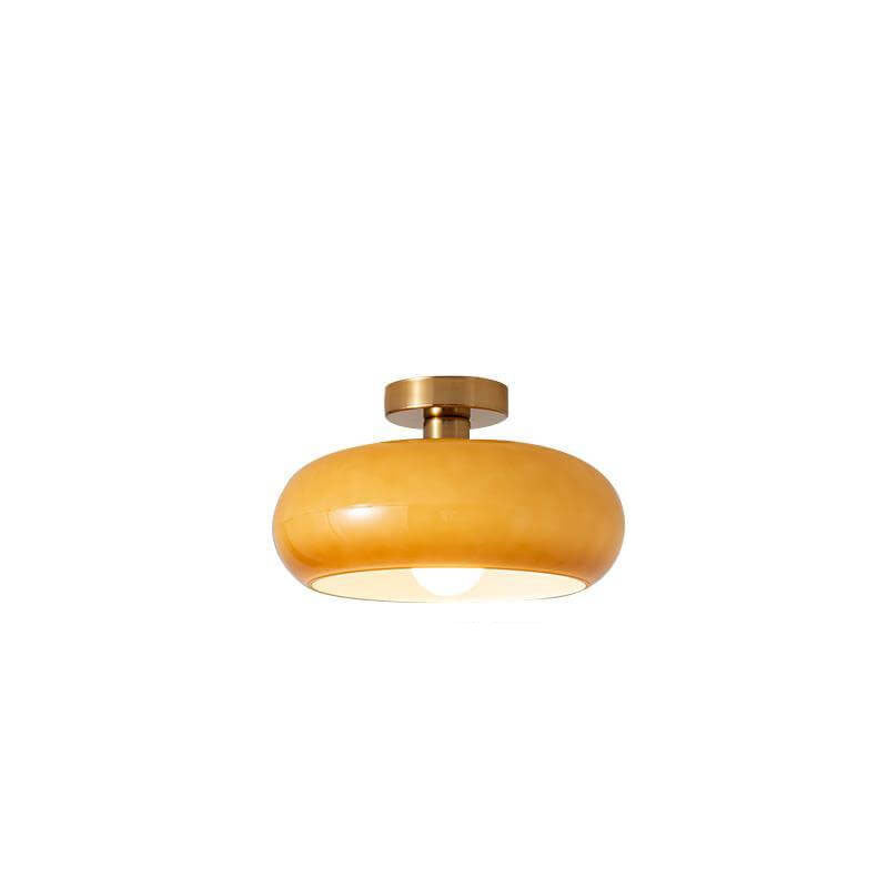 Modern Retro Solid Color Glass Pendant Light - Electroplated Copper Flush Mount 1-Light Fixture