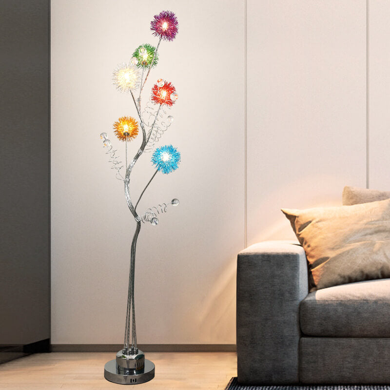 Creative Aluminum Weaving Balls Floor Lamp - Rustic 6-Light Tree Branch Design Decor