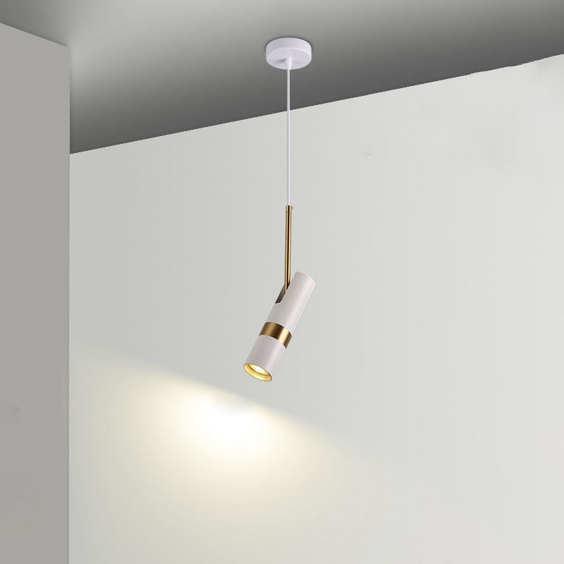Contemporary Nordic Metal Long Barrel Pendant Light for Bedroom