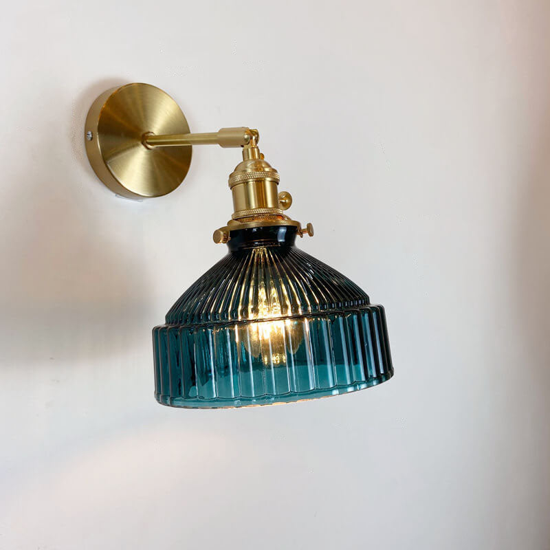 Nordic Dome Glass Shade Brass Wall Sconce 1-Light Lamp