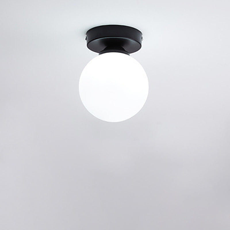 Modern Minimalist Glass Round Ball Semi-Flush Mount Ceiling Light for Hallway