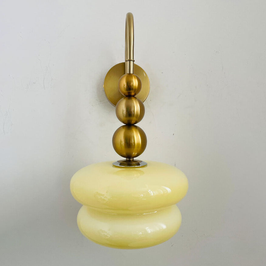 Macaron Cream Gourd Glass Shade Wall Sconce - 1-Light Elegant Design Lamp for Modern Decor, Stylish Lighting Fixture, Artisanal Home Accent
