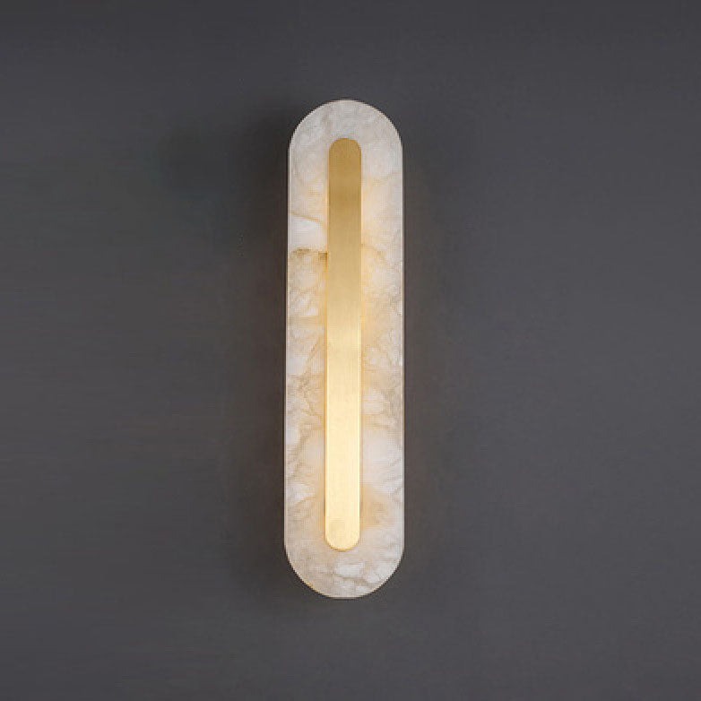 Light Luxury Brass Marble LED Wall Sconce - Oval Square Design