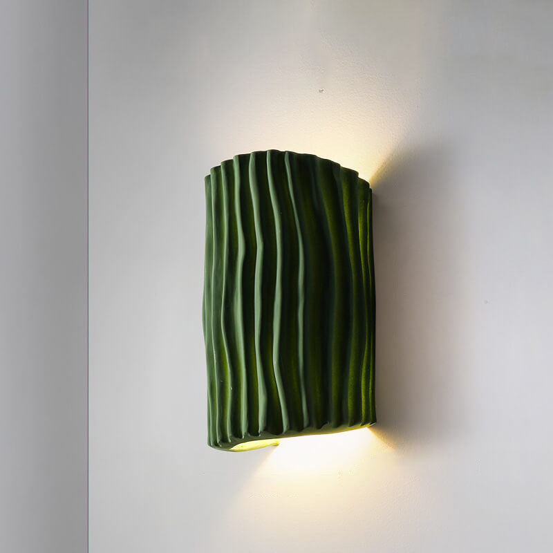 Contemporary Nordic Resin Striped Half Cylinder 2-Light Wall Sconce for Living Room