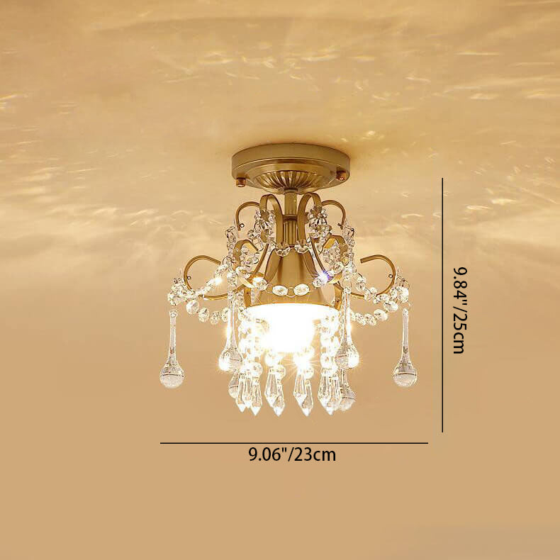Modern Crystal Flower Semi-Flush Mount Ceiling Light, 1/3-Light Design, Elegant Home Lighting